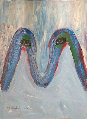 מנשה קדישמן - ראש כבש . אקריליק על בד, מידות: כ-60X80 ס"מ 
חתום: חתום שנית מאחור, מלווה באישור 