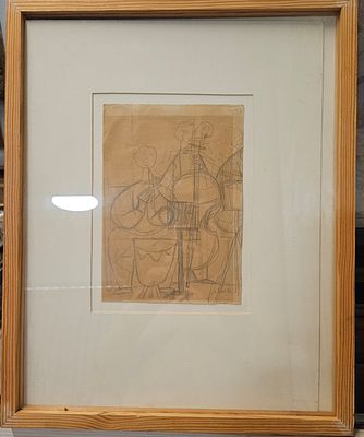 אברהם נתון - תזמורת, שנות ה-40. רישום עיפרון, חתום "נתנזון" 25X17 ס"מ, מסגרת 41X39 ס"מ. 
רישום 