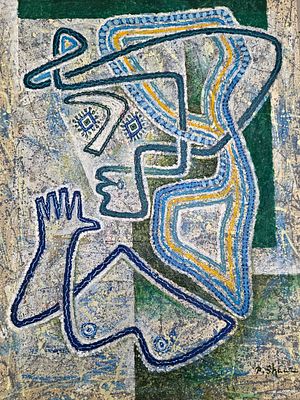 פנחס שער (ישראל - פולין, 1923-1996)/Polish-Pinchas Shaar Israeli - דמות. שמן על בד , חתום ומתוארך 