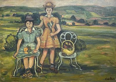 מישל אדלן , 1898-1980 - שתי נשים בנוף. טכניקה: שמן על בד 
מידות: 46X65 ס"מ 
חתום: חתום. 
Michel 