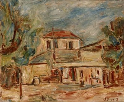 צבי שור ( 1898 – 1979) - פתח תקוה. שמן על בד, 45X55 ס"מ חתום .עבודה אופיינית לעבודות של ציירי 