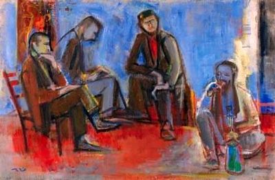 אליהו סיגד (סיגרד) (1901-1975) - דמויות. שמן על בד, חתום 70X50 ס"מ, מעיזבון האמן.