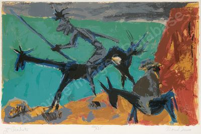 מרסל ינקו - דון קישוט. הדפס משי בצבעים חתום וממוספר בעיפרון 70X50 ס"מ.