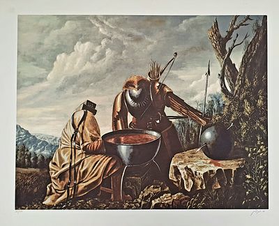 יוסי רוזנשטיין - סצינה תנכ"ית. ליטוגרפיה חתומה וממוספרת בעיפרון, 70X50 ס"מ.