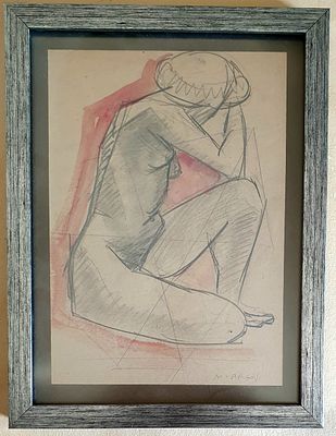 Michael ArgovMichael Argov (1920, Austria – 1982, Israel) - Nude. Watercolor, signed and framed 
