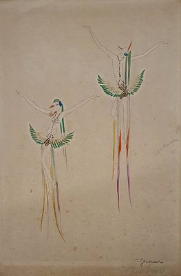 Charles Carl GESMAR (1900-1928) - Dancers, the 20's. Gouache 
Size of the artwork 
30X40 cm 
(15.35 