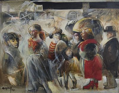 גרטי רובינשטיין רוטמן (1947-2001) - דמויות בטיול ביום חורף, 1987 
שמן על בד, 1987, חתום, 75-60 