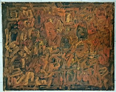 מאיר שטיינגולד - Meir Steingold (1922-1985) - פרחים אדומים. שמן על בד, חתום, 100X92 ס"מ. 
ליד פולין 