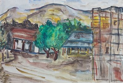 Michael Argov (1920, Austria – 1982, Israel) - נוף. אקוורל, 30X45 ס"מ , חתום ומתוארך 1954. 
עבודה 