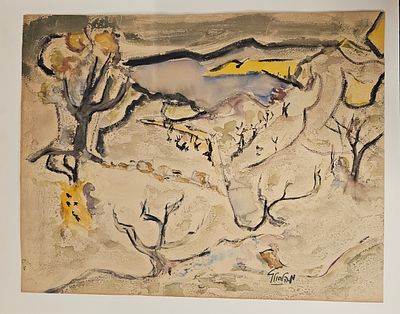 Menachem Helholz-or &middot; (Israeli, 1911–2008) - נוף בכינרת. אקוורל, 54X42 ס"מ, חתום