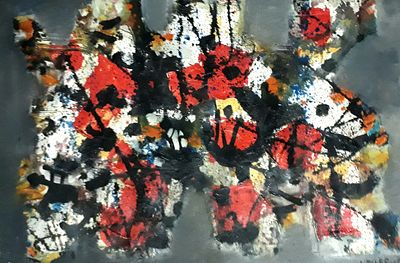 מופשט, 1965. שמן על לוח. מידות: 100X70 ס"מ. חתום ומתוארך 1965, ממוסגר 
יעקב וכסלר , צייר ישראלי. 