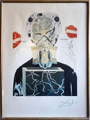 סלבדור דאלי Salvador Dali (ספרד, 1904-1989) - 1971 , Surrealist King. פוטוליטוגרפיה , חתום וממוספר 