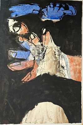 קארלוס מונטנייז (אורוגוואי - ישראל, 1921-2008) - יד, שנות ה-70. טכניקה מעורבת על קרטון 40x50 ס״מ, חתום .