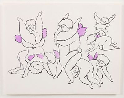 Andy WARHOL (1928-1987)- אנדי וורהול - קבוצת מלאכים מתוך תיק "בלב גני", 1956
'A group of 