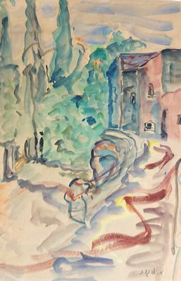 ארגוב מיכאל Michael Argov (1920, Austria – 1982, Israel - כפר בגליל. אקוורל, שנות ה-50 , חתום 35X25 