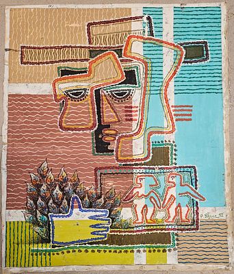 פנחס שער (ישראל - פולין, 1923-1996)/Polish-Pinchas Shaar Israeli - חלומות, 1992. שמן על בד 100X90 
