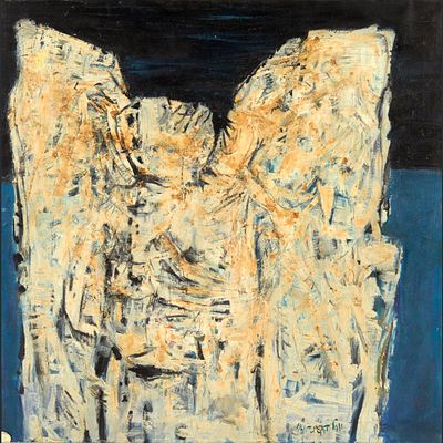 יוסל ברגנר Yosl BERGNER (1920-2017) - מלאך לבן White Angel(1967). שמן על בד , חתום ומתוארך 1967 