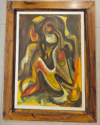 attributed to Atlan- מיוחס לאטלן-Jean-Michel Atlan 1913-1960 - המאבק. נושא כיתוב מאחור Description 