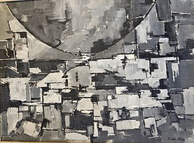 סטפה רייס-1931-Stefa Reis - נוף מופשט. שמן על בד 47X62 ס"מ, חתום פעמיים, ממוסגר. 
סטפה רייס, ציירת 