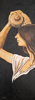 Michael FUCHS (1952) - Girl with a Shell(1976). Painting 
Mixed media 
Original artwork 