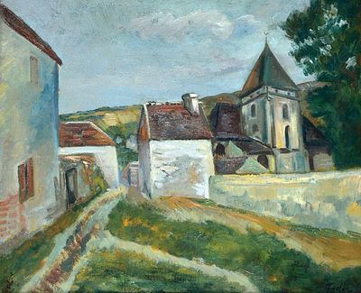 אדולף איזיק פדר - Adolf Aizik Feder (1886-1943) - Street in a Village in France(1930). Painting 