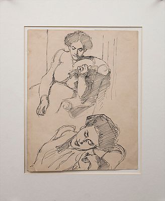 B&eacute;la K&aacute;d&aacute;r-1877-956- Hungarian - ink on paper, mounted on cardboard, behind passepartout 