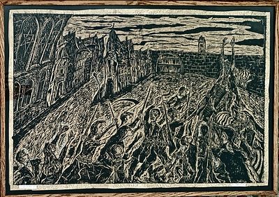 Fred RAPPAPORT (1912-1989)- Holocaust memorial - Getto Warsaw, Holocaust, 1943. Mixed media/paper 