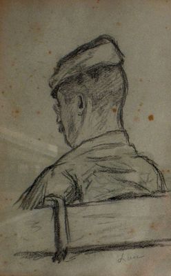 Maximilien LUCE (1858-1941) - Man with Beret from Beret(1910). Charcoal 
Original artwork 