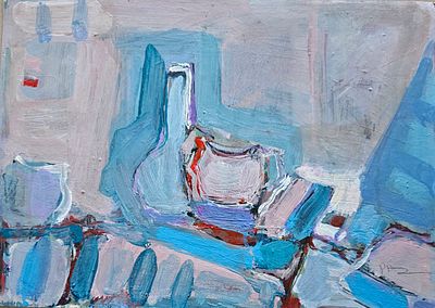זהבה פז - דומם . שמן על נייר, חתום 3X26 ס"מ.