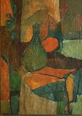 Yaacov ELCHANANI (1947) - Sitll life(1968). Painting 
Oil/canvas 
Original artwork 
Certificate 
