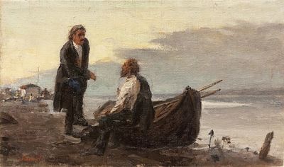 Яблоков Анатолий Иванович, этюд к картине "Петр Великий", 1953 г., 27х46 см, холст/масло. Яблоков 