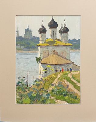 Ульянов Николай Иванович, "Церковь", 34,5х25 см, картон/масло. Ульянов Николай Иванович 