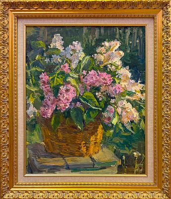 Золотухин Иван Алексеевич, "Сирень в корзине", 2012 г., 50х40 см, холст/масло. Золотухин Иван 