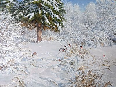 Герасимов Андрей Викторович, "Зима. Снегири", 2020 г., 60х80 см, холст/масло. Герасимов Андрей 