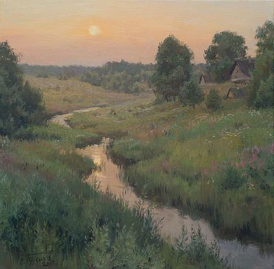 Брусилов Станислав Александрович, "В Лазарево", 2017 г., 40х40 см, холст/масло. Брусилов 