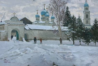 Рыбакова Ирина Владимировна, "Аврамиево-Городецкий монастырь", 2026 г., 60х90 см, холст/масло. Ры 