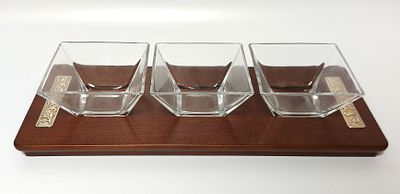 מגש קעריות משולבת עם פלקטים של כסף חדש כ 40 ס"מ רוחב