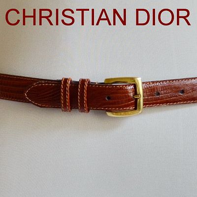 CHRISTIAN DIOR - Винтажный женский ремень пояс - рептилия - крокодил. Испания L-100 см, H- 26 см.