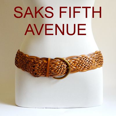 Широкий плетеный кожаный плетеный ремень. Производство США, Маркировка: SAKS FIFTH AVENUE