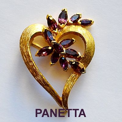 PANETTA Винтажная брошь золотого тона. Франция. Маркировка: PANETTA, знак копирайта.