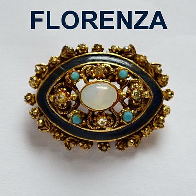 FLORENZA Редкая викторианская винтажная брошь золотого тона с эмалью.
Маркировка: FLORENZA знак 