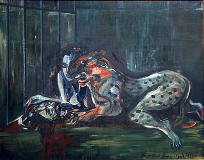 В. Варданян. "Саломея". 1997 год, холст, масло. 140х200 см. . Варужан Варданян (1948–2010) –