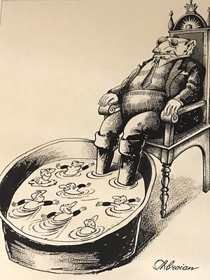 В. Аброян. "Шеф". 26х38 см., бумага, тушь, карандаш, гуашь - 2001 год. Владимир Аброян –