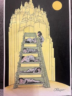 В. Аброян. Альтернатива- 2014 бумага, тушь, гуашь, темпера, карандаш. 25х38 см - выставлялась