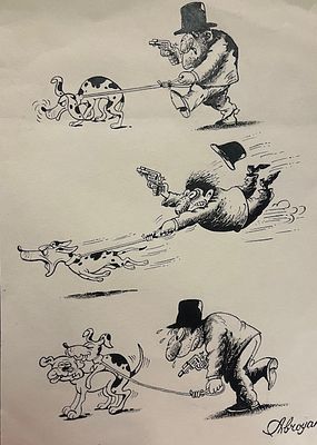 В. Аброян. "Обман". 1999 год, 20х30 см., тушь, карандаш, бумага. Владимир Аброян – карикатурист