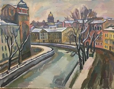 Соркин И.Я. "Ленинградская зима" 100-78 .холст масло.1975 год.
Соркин Илья Яковлевич (1934 г. 