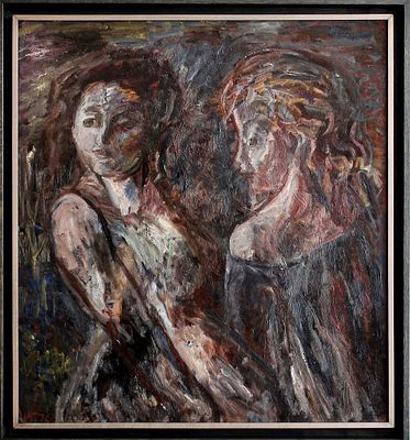 Игорь Иванов" Девушки в парке".
Ленинград.1976г. Масло, картон на оргалите.