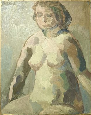 Игорь Иванов (1934-2017 г.) "Этюд обнаженной".
Масло, картон на оргалите, 59х46см., 1963г. 