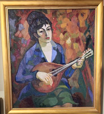 Ш. Исаханян. "Девушка с мандолиной". 65х55 см., холст, масло.