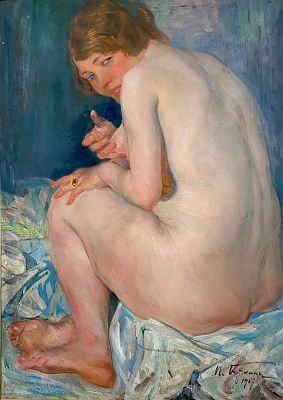 П. Бучкин . ( 1886 г.-1965 г) "Обнаженная " 1907 год. холст масло 90-76 см .Париж. Внизу справа 